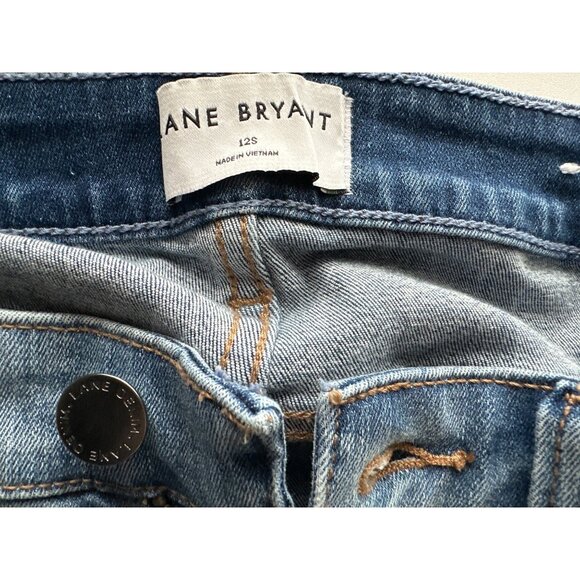Lane Bryant Flex Magic Jeans Mid-Rise Ankle Whiskering Two Tone Blues 12 SHORT - Picture 4 of 5